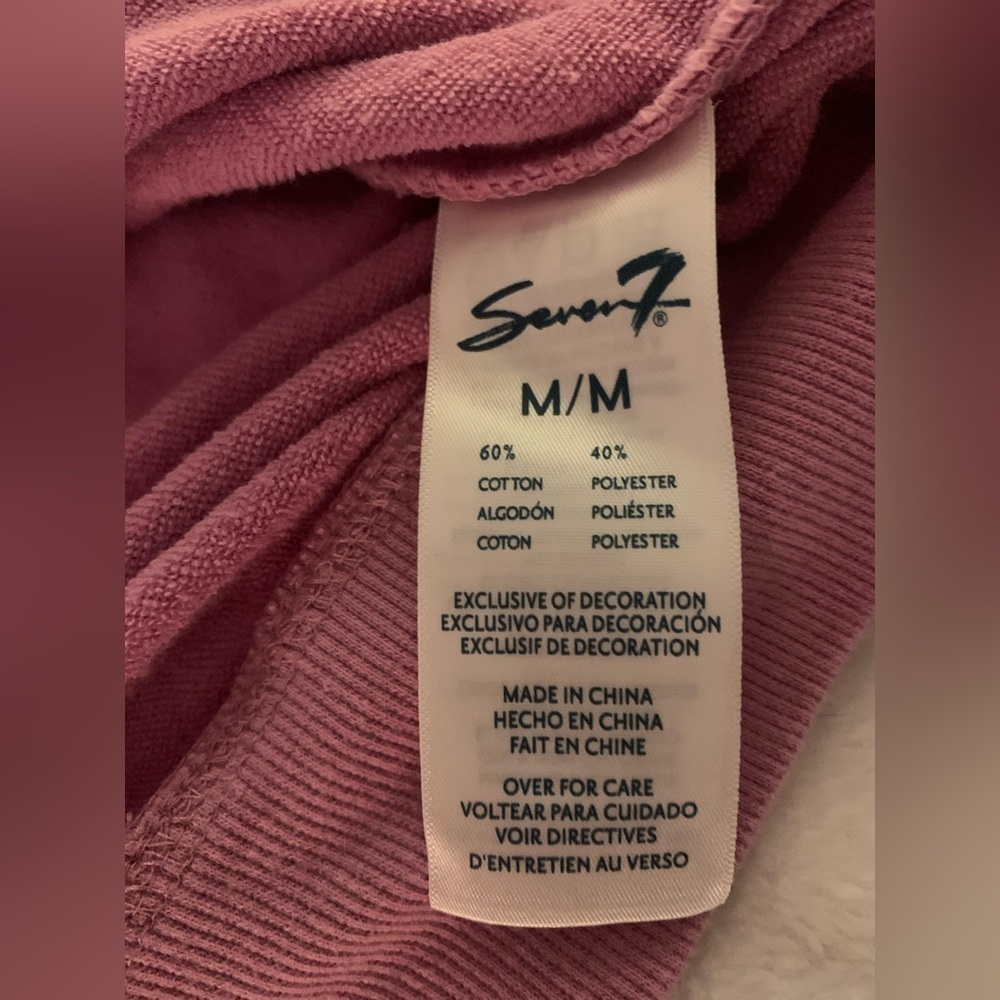 Seven7 Pink Crew Neck Zipper Detail T-Shirt M - Picture 13 of 14